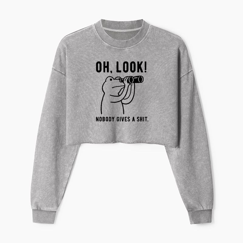 Tokyo-Tiger Frog of Indifference Washed Crop Sweatshirt