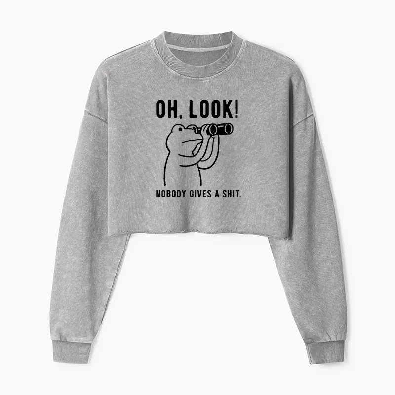 Tokyo-Tiger Frog of Indifference Washed Crop Sweatshirt