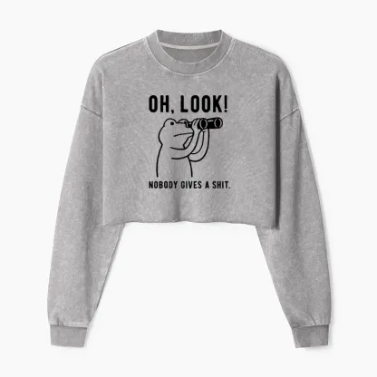 Tokyo-Tiger Frog of Indifference Washed Crop Sweatshirt