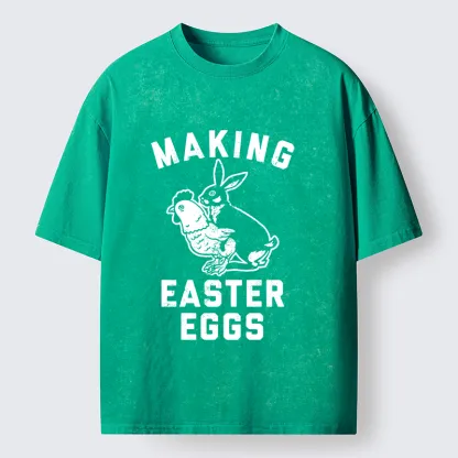 Tokyo-Tiger Making Eggs Easter Washed T-Shirt