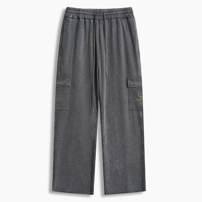 Tokyo-Tiger Retro Octopus Japanese Washed Utility Sweatpants