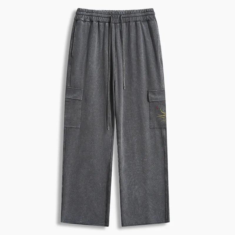 Tokyo-Tiger Retro Octopus Japanese Washed Utility Sweatpants