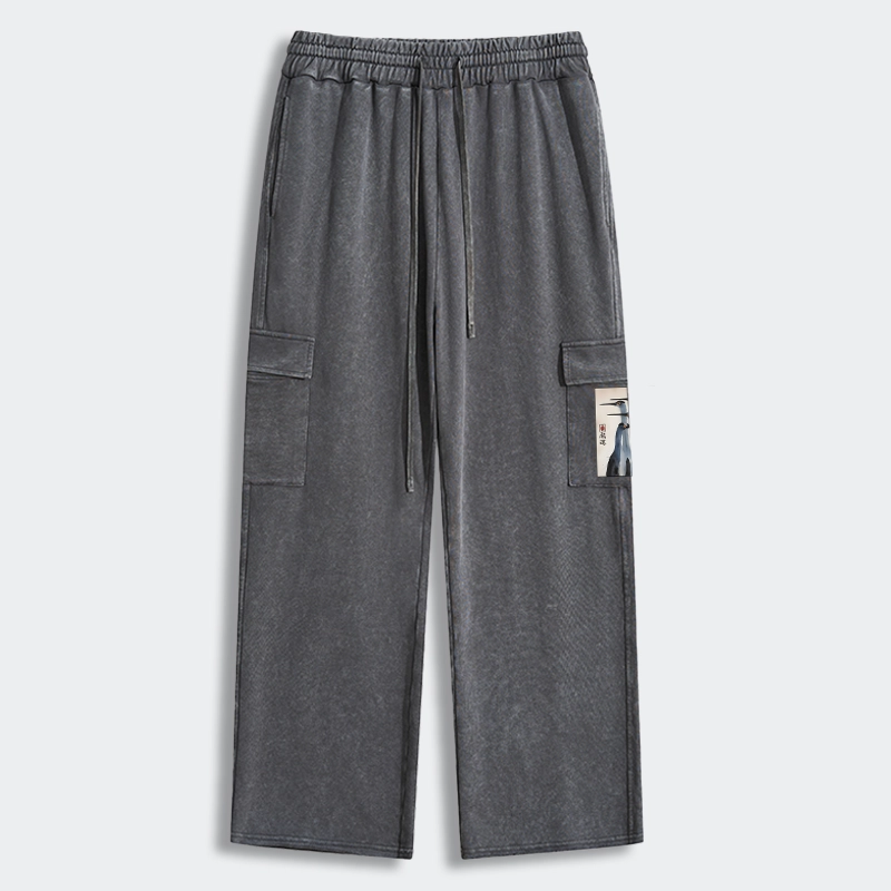 Tokyo-Tiger Retro Sandhill Crane Washed Utility Sweatpants