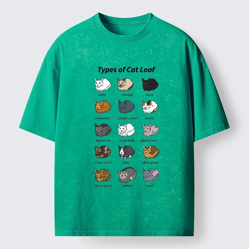 Tokyo-Tiger Various Cat-shaped Breads Washed T-Shirt