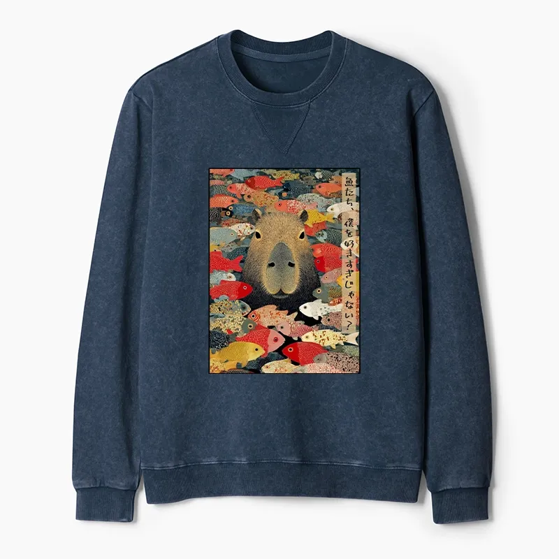 Tokyo-Tiger Am I Too Lovable? Washed Terry Sweatshirt