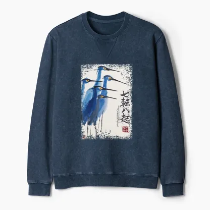 Tokyo-Tiger Wings That Never Yield Washed Terry Sweatshirt