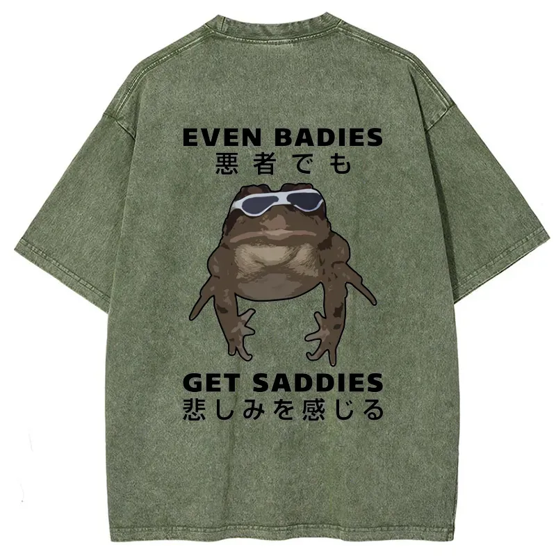 Tokyo-Tiger Even Baddies Get Saddies Back Washed T-Shirt