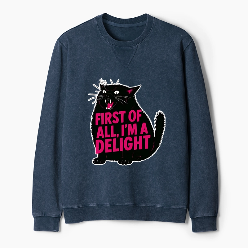 Tokyo-Tiger Roaring Black Cat Washed Terry Sweatshirt