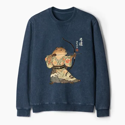 Tokyo-Tiger Capybara Archery Washed Terry Sweatshirt