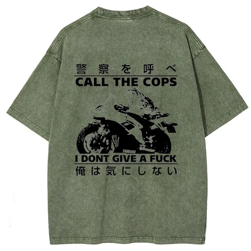 Tokyo-Tiger Funny Frog Riding A Motorcycle Back Washed T-Shirt