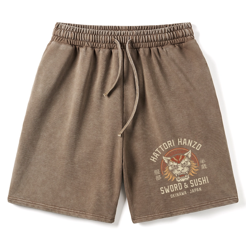 Tokyo-Tiger Hattori Lion Japanese Samurai Washed Shorts