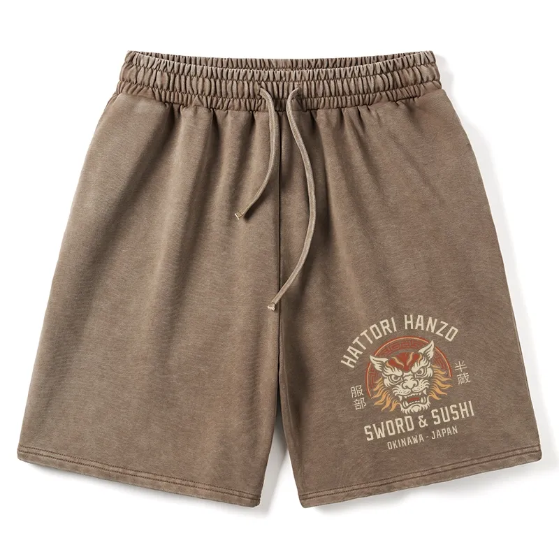 Tokyo-Tiger Hattori Lion Japanese Samurai Washed Shorts