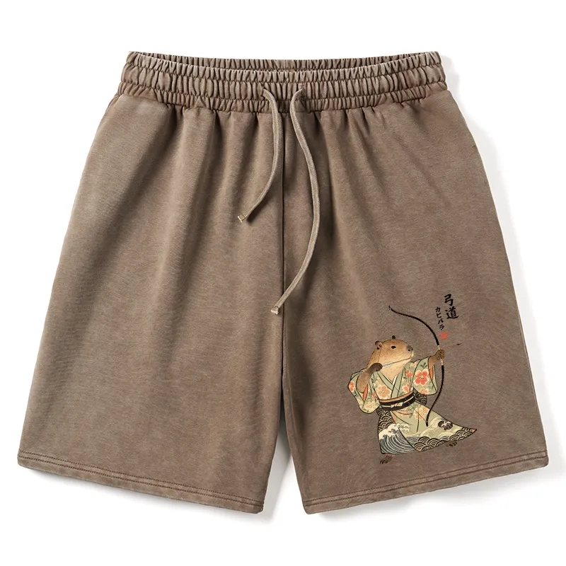 Tokyo-Tiger Capybara Archery Washed Shorts