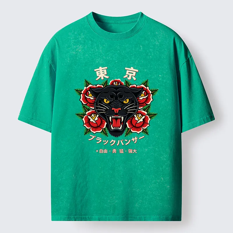 Tokyo-Tiger Tokyo Black Panther Washed T-Shirt