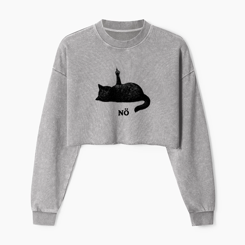 Tokyo-Tiger Cat Refused Washed Crop Sweatshirt
