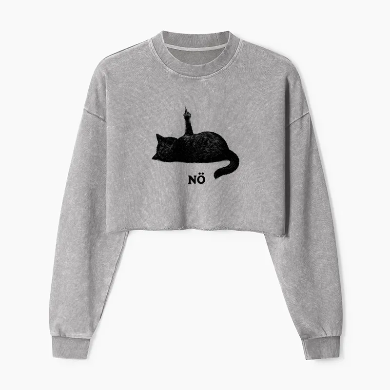 Tokyo-Tiger Cat Refused Washed Crop Sweatshirt