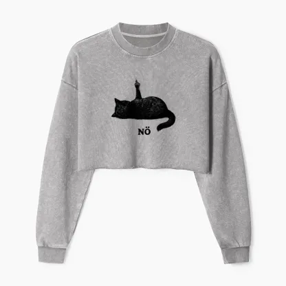 Tokyo-Tiger Cat Refused Washed Crop Sweatshirt