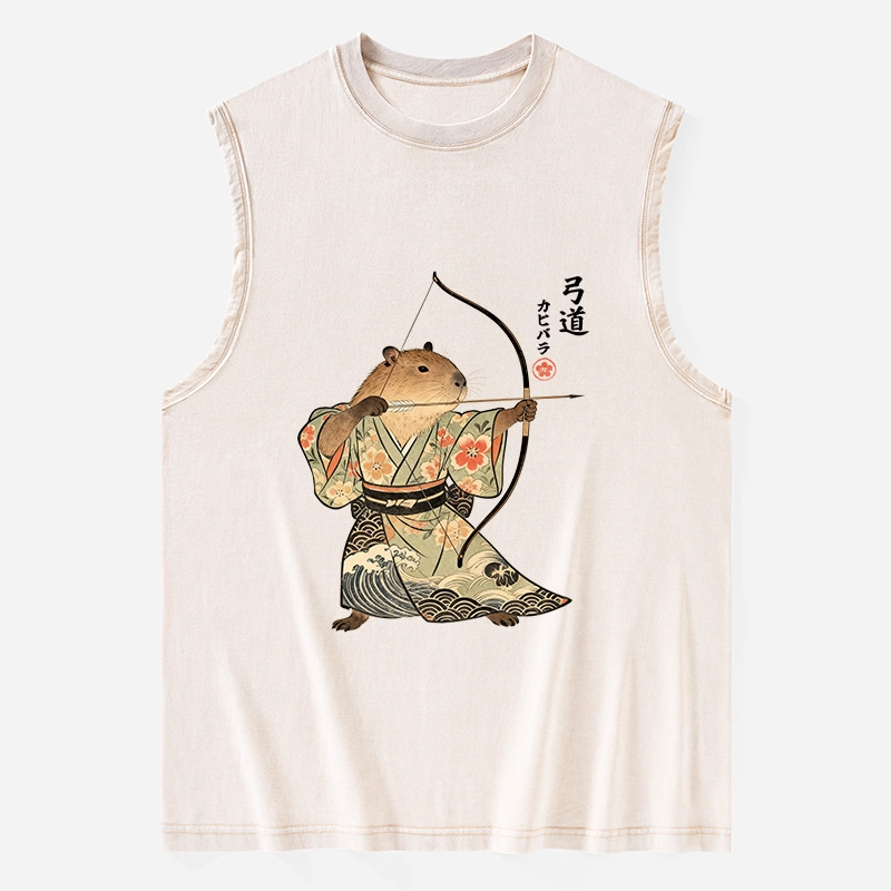 Tokyo-Tiger Capybara Archery Washed Tank