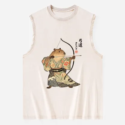 Tokyo-Tiger Capybara Archery Washed Tank