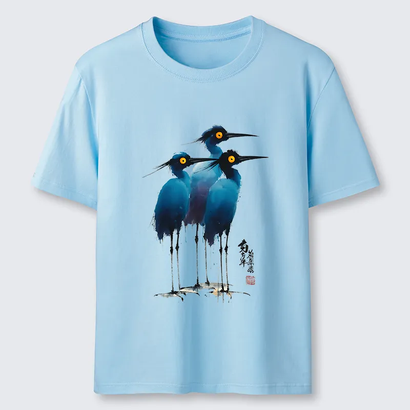 Tokyo-Tiger Great Blue Heron Ink Painting Classic T-Shirt