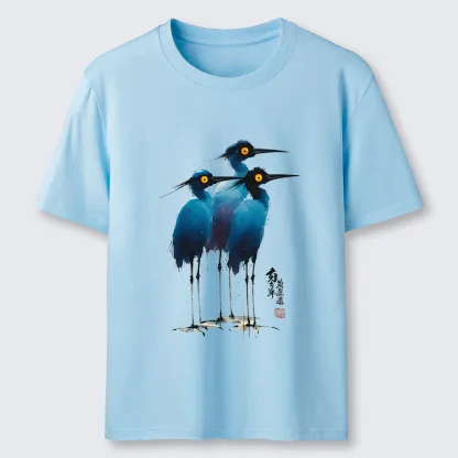 Tokyo-Tiger Great Blue Heron Ink Painting Classic T-Shirt