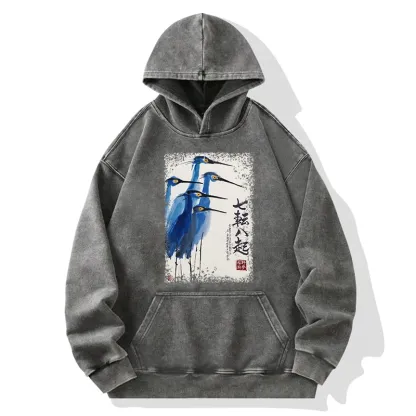 Tokyo-Tiger Wings That Never Yield Washed Hoodie