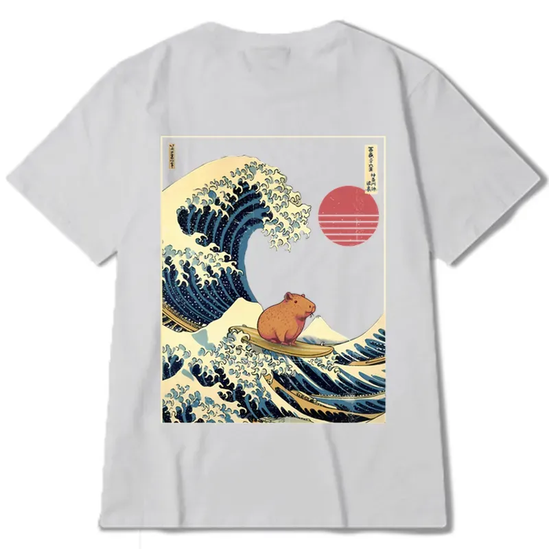 Tokyo-Tiger Capybara Surfing Back Classic T-Shirt