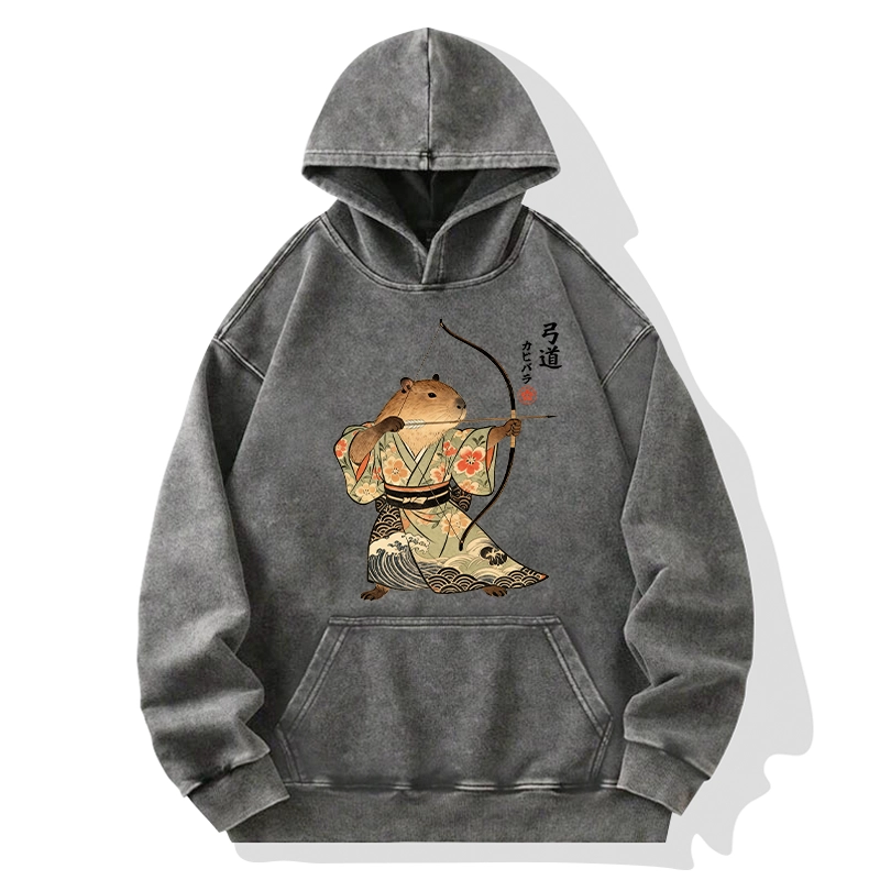 Tokyo-Tiger Capybara Archery Washed Hoodie