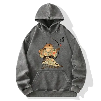 Tokyo-Tiger Capybara Archery Washed Hoodie