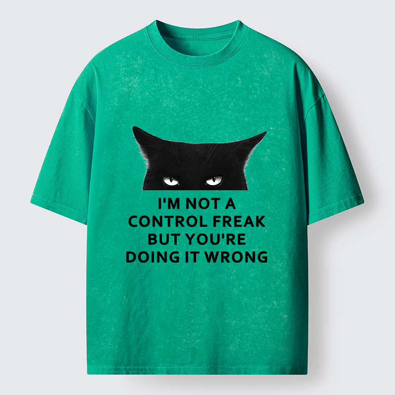 Tokyo-Tiger Control Freak Funny Washed T-Shirt