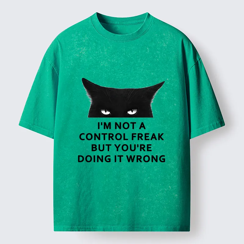 Tokyo-Tiger Control Freak Funny Washed T-Shirt