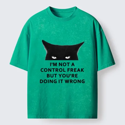 Tokyo-Tiger Control Freak Funny Washed T-Shirt