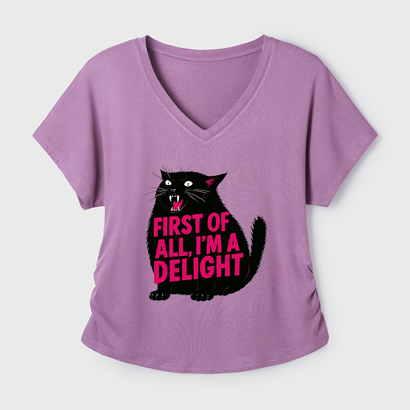 Tokyo-Tiger Roaring Black Cat Modal Dolman Sleeve T-Shirt