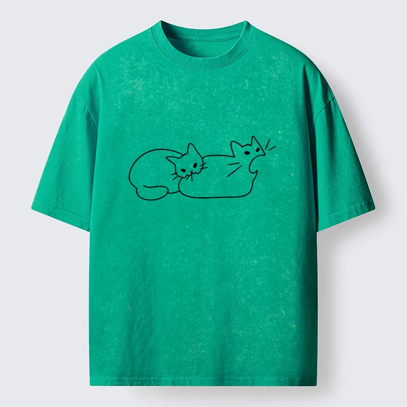 Tokyo-Tiger Cat Bites Cat Washed T-Shirt