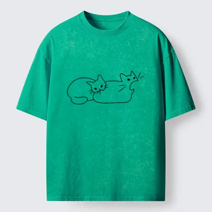Tokyo-Tiger Cat Bites Cat Washed T-Shirt