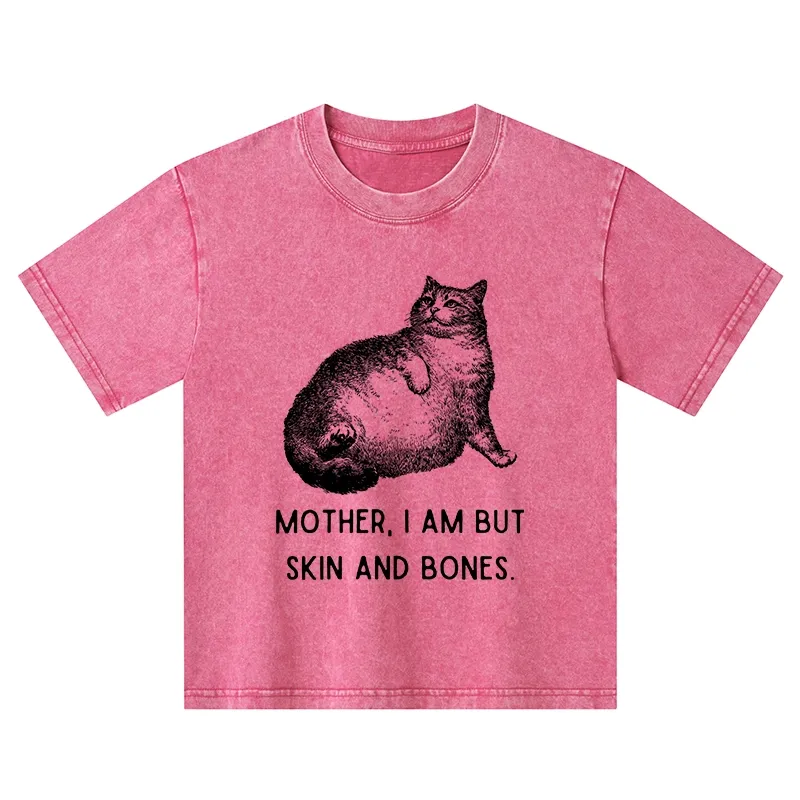 Tokyo-Tiger Skin & Bones Cat Kids Washed T-Shirt