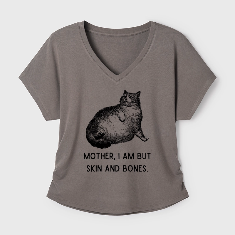 Tokyo-Tiger Skin & Bones Cat Modal Dolman Sleeve T-Shirt