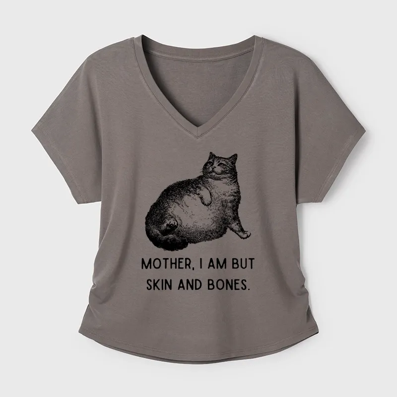 Tokyo-Tiger Skin & Bones Cat Modal Dolman Sleeve T-Shirt