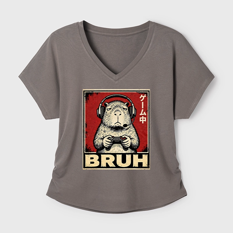 Tokyo-Tiger Funny Capybara Playing Games Modal Dolman Sleeve T-Shirt