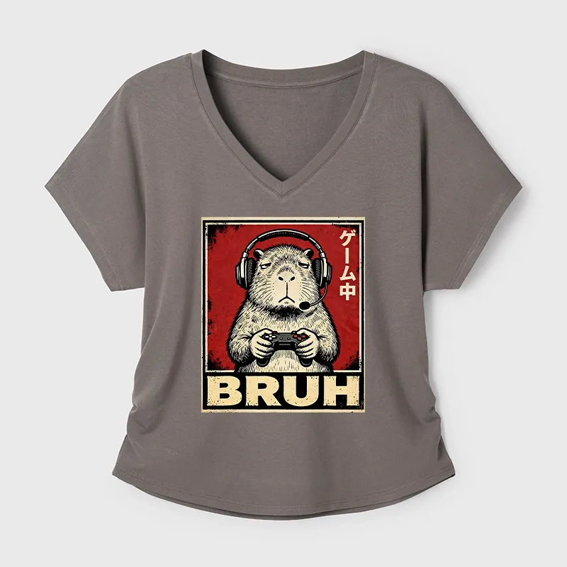 Tokyo-Tiger Funny Capybara Playing Games Modal Dolman Sleeve T-Shirt