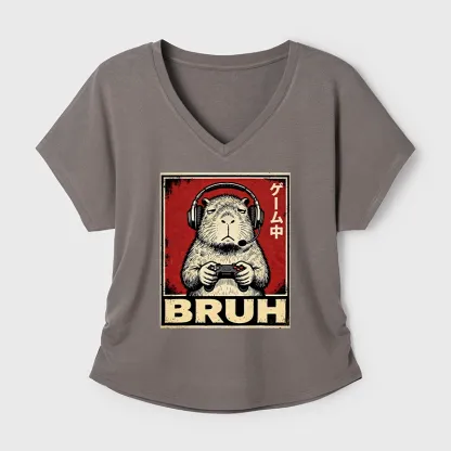 Tokyo-Tiger Funny Capybara Playing Games Modal Dolman Sleeve T-Shirt