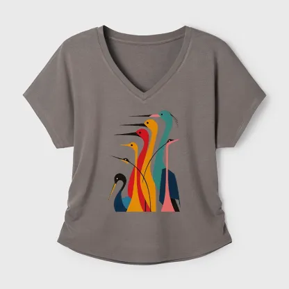 Tokyo-Tiger Various Types Of Cranes Dolman Sleeve T-Shirt