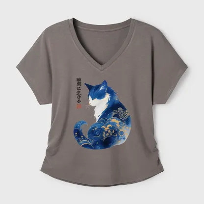 Tokyo-Tiger Retro Zen Cat: Living the Present Modal Dolman Sleeve T-Shirt