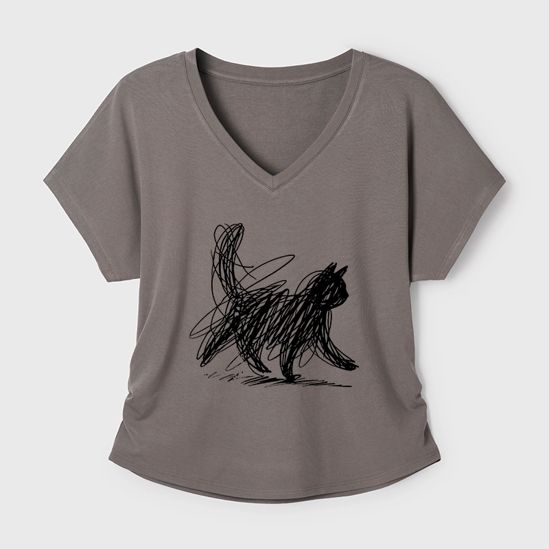 Tokyo-Tiger Minimalist Cat Art Modal Dolman Sleeve T-Shirt
