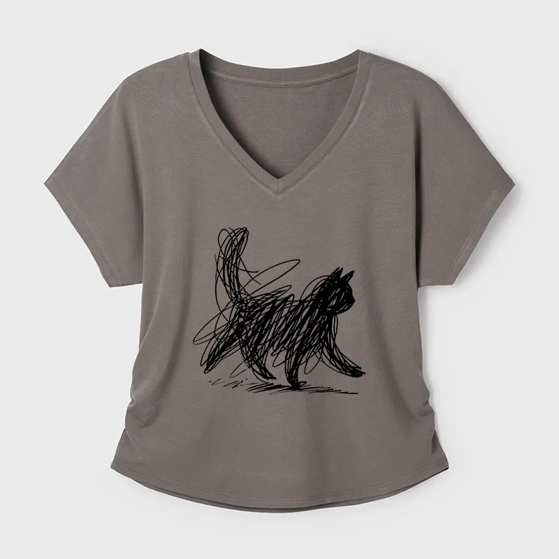 Tokyo-Tiger Minimalist Cat Art Modal Dolman Sleeve T-Shirt