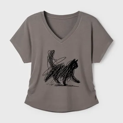 Tokyo-Tiger Minimalist Cat Art Modal Dolman Sleeve T-Shirt