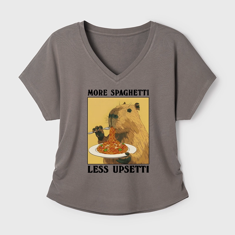 Tokyo-Tiger Capybara Eating Pasta Modal Dolman Sleeve T-Shirt