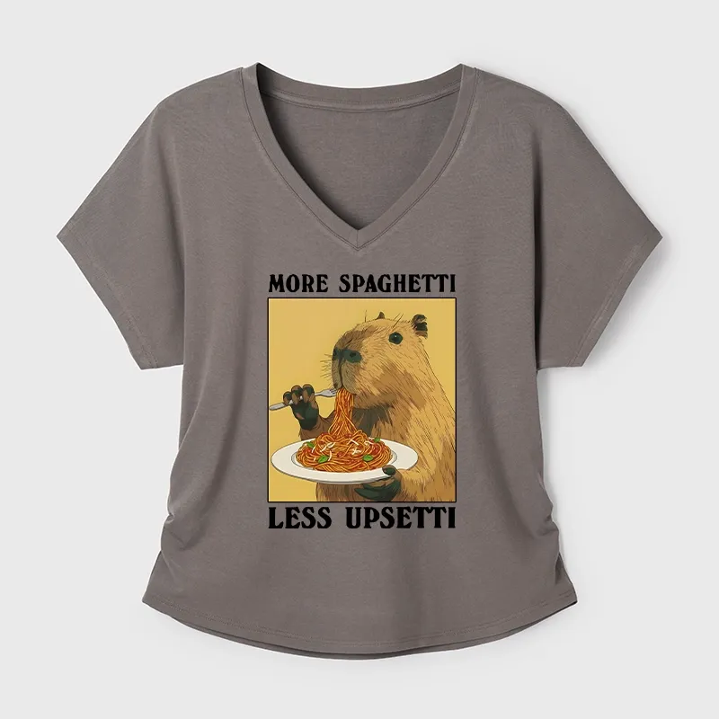 Tokyo-Tiger Capybara Eating Pasta Modal Dolman Sleeve T-Shirt