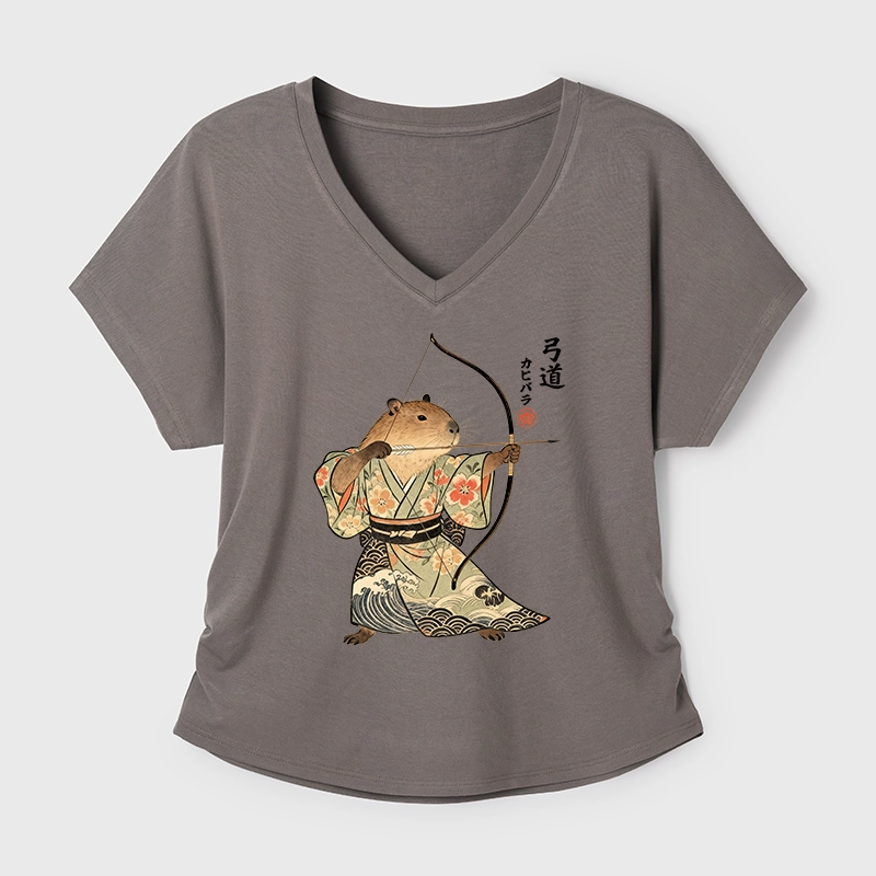 Tokyo-Tiger Capybara Archery Modal Dolman Sleeve T-Shirt
