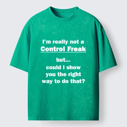 Tokyo-Tiger Control Freak Meme Washed T-Shirt